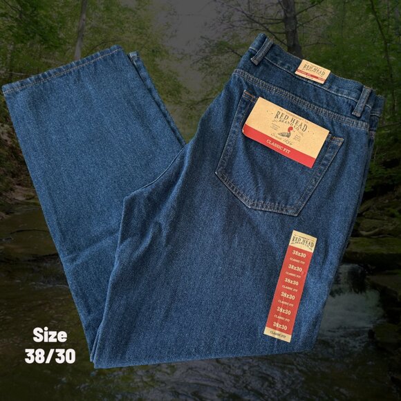 Rugged Men's Heavy Cotton Redhead Classic Fit Denim Blue Durable Outdoor Jeans - Picture 1 of 6